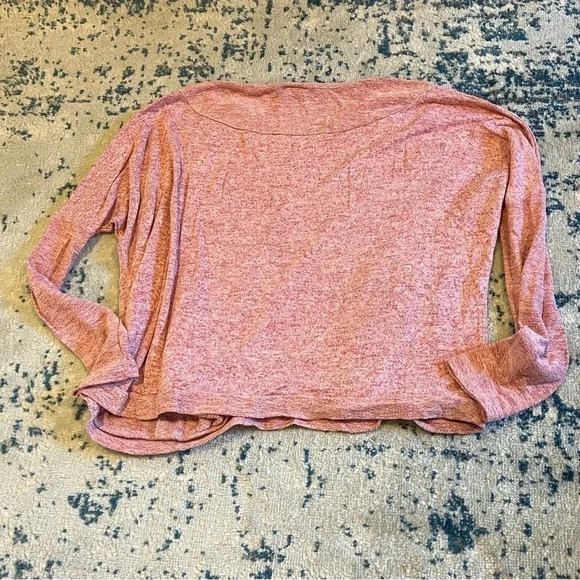 Roxy scoop neck slub knit long sleeve pull over with pockets medium pink / red - Picture 7 of 7